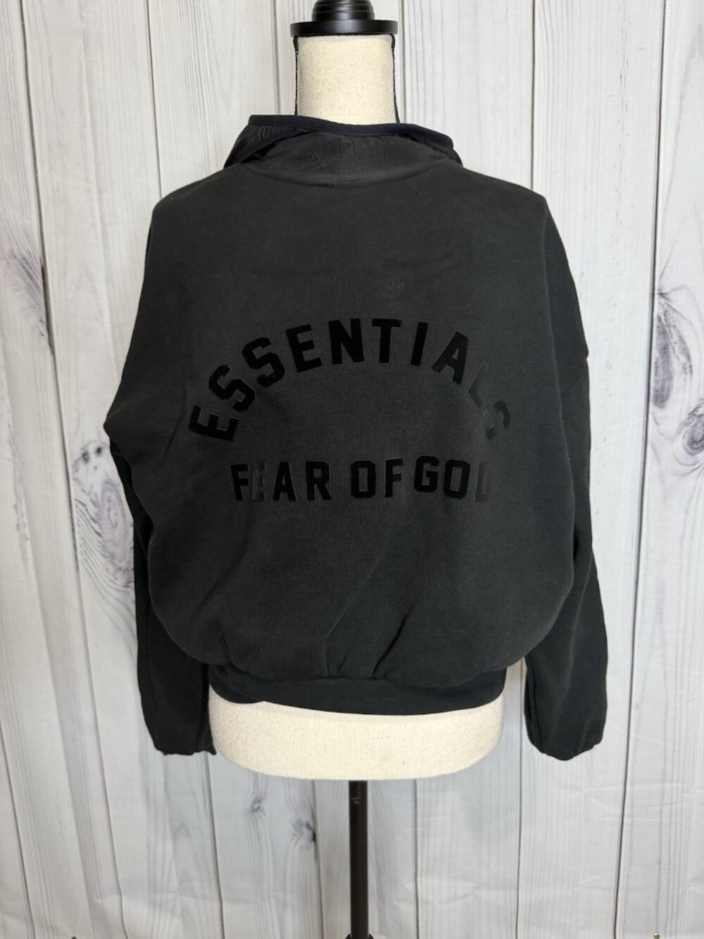 Essentials Fear of God Men's Black Pullover Hoodie Logo Hooded Pockets Sz XXS
